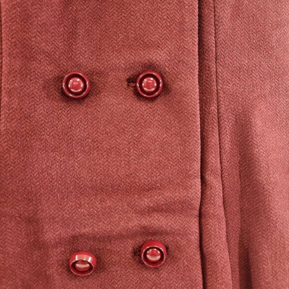 Vintage Wine Red Handmade Pea Coat Womens Small - Picture 4 of 15